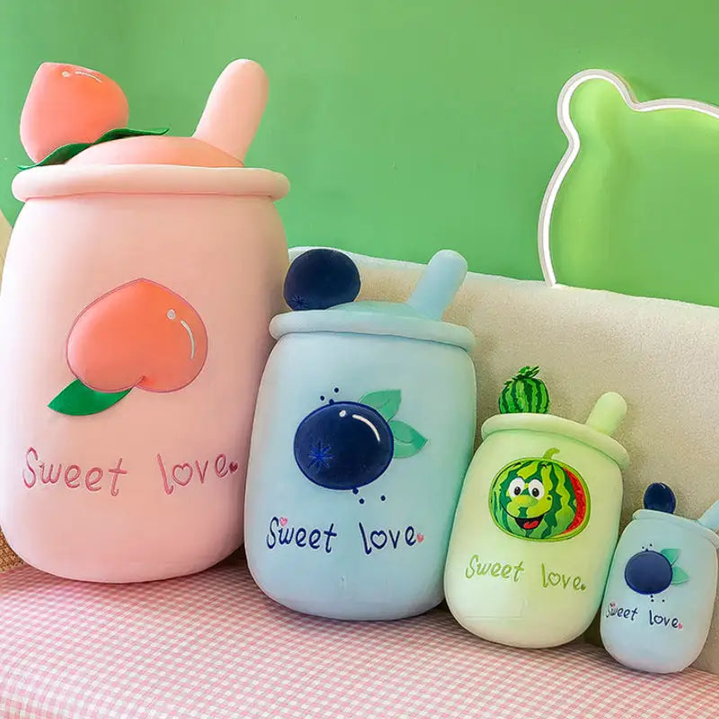Peach Boba Tea Plushie Plush Pillow - Cuddly Toy 3