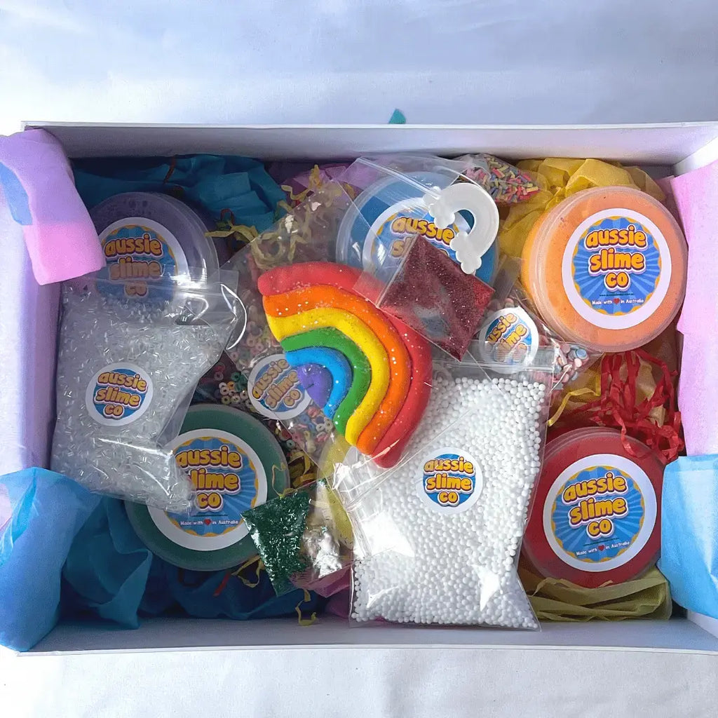 Slime In A Box Slime Gift Box- 6 Slimes & Plenty of Goodies- Kids Christmas Gift Box