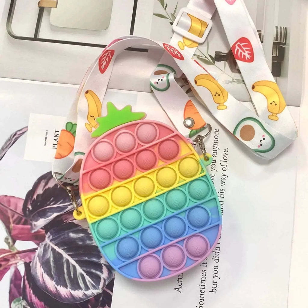 Rainbow Pineapple Pop It Fidget Toy Shoulder Bag