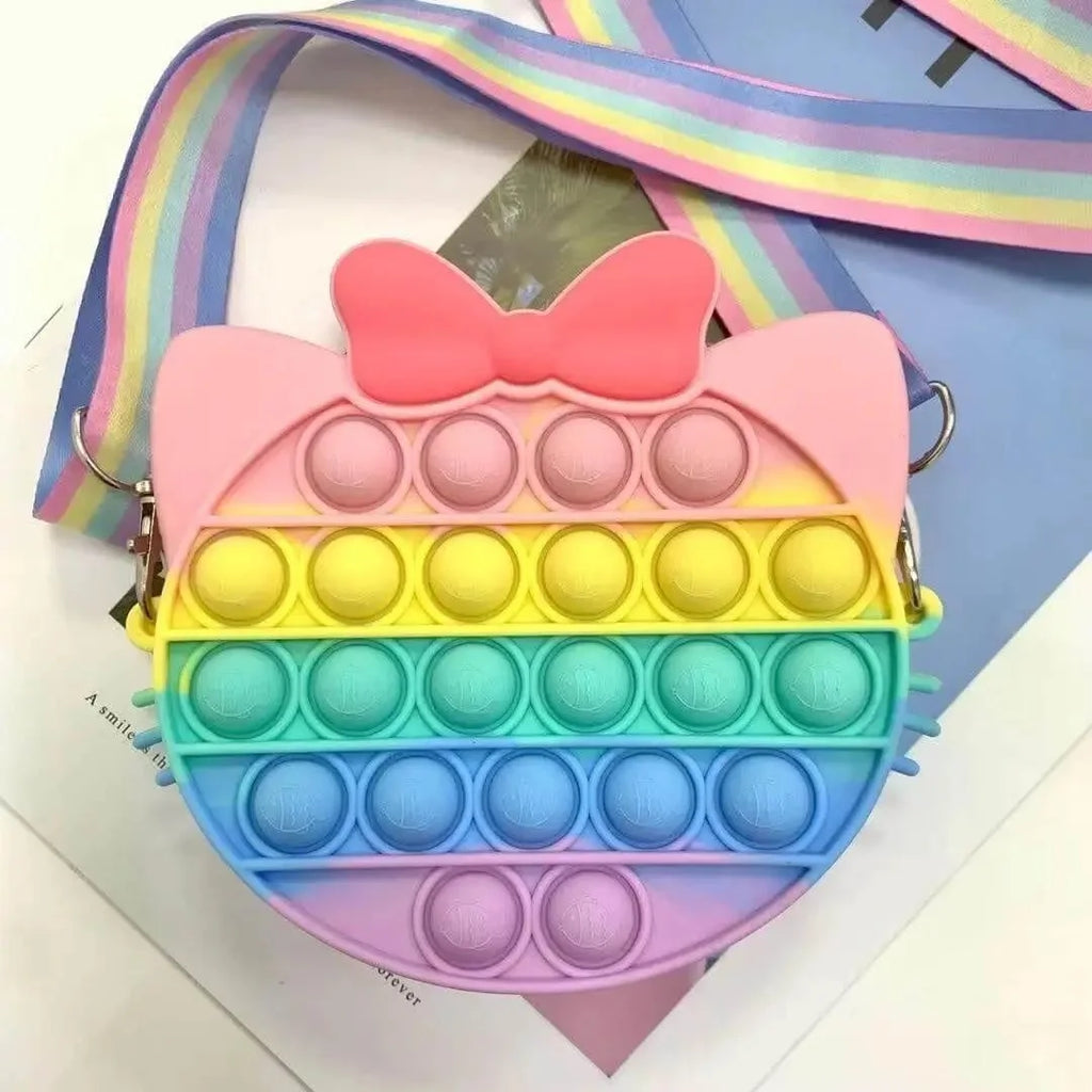 Kitty Rainbow Pop It Shoulder Bag - Fidget Toys Bag